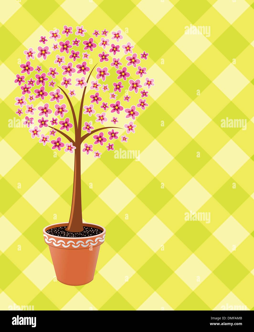 Vettore pot albero in fiore Illustrazione Vettoriale