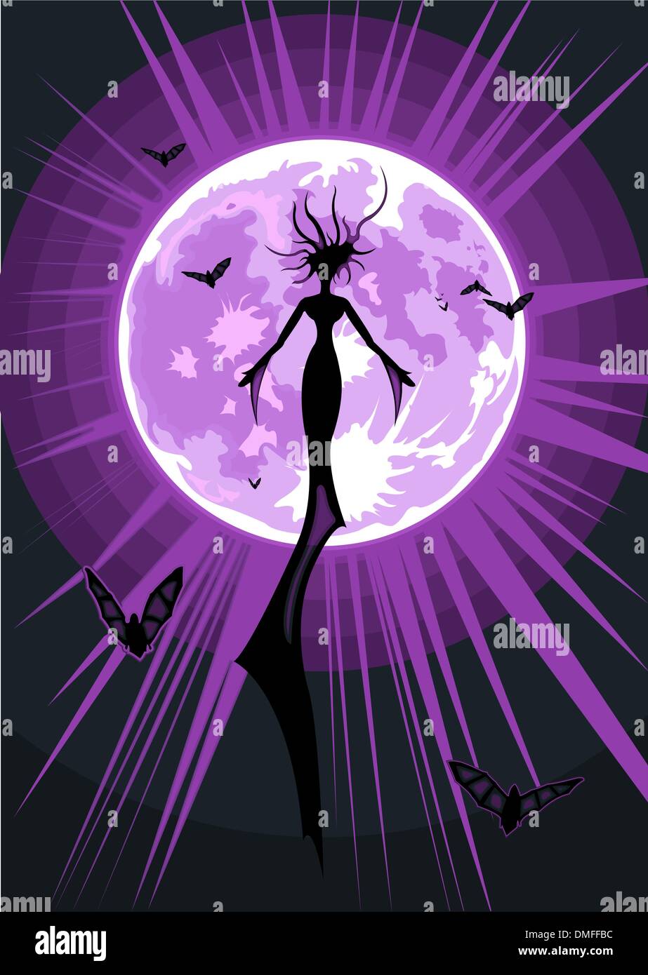 Illustrazione vettoriale di una strega volanti Illustrazione Vettoriale
