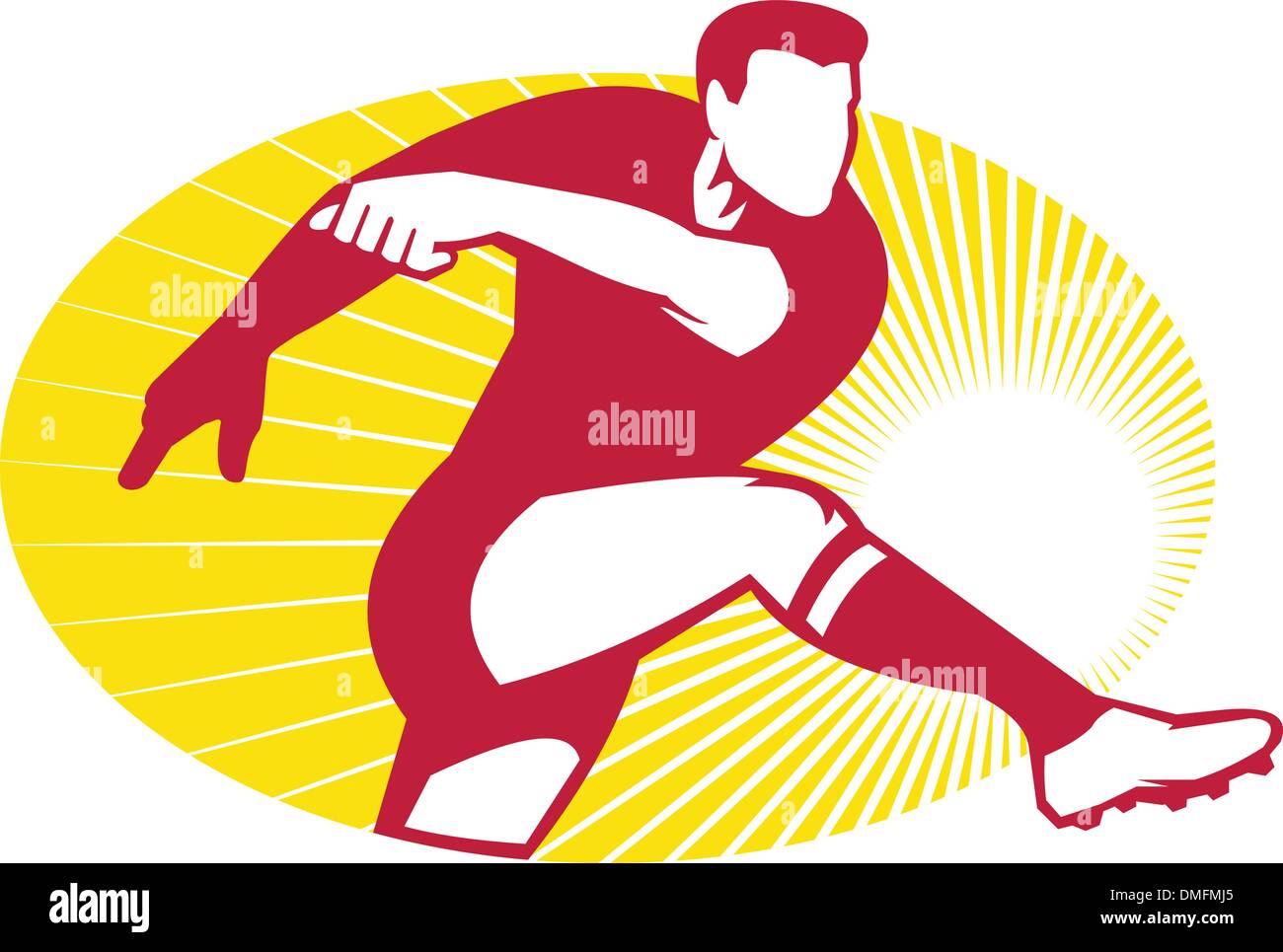 Giocatore di Rugby calci palla retrò Illustrazione Vettoriale