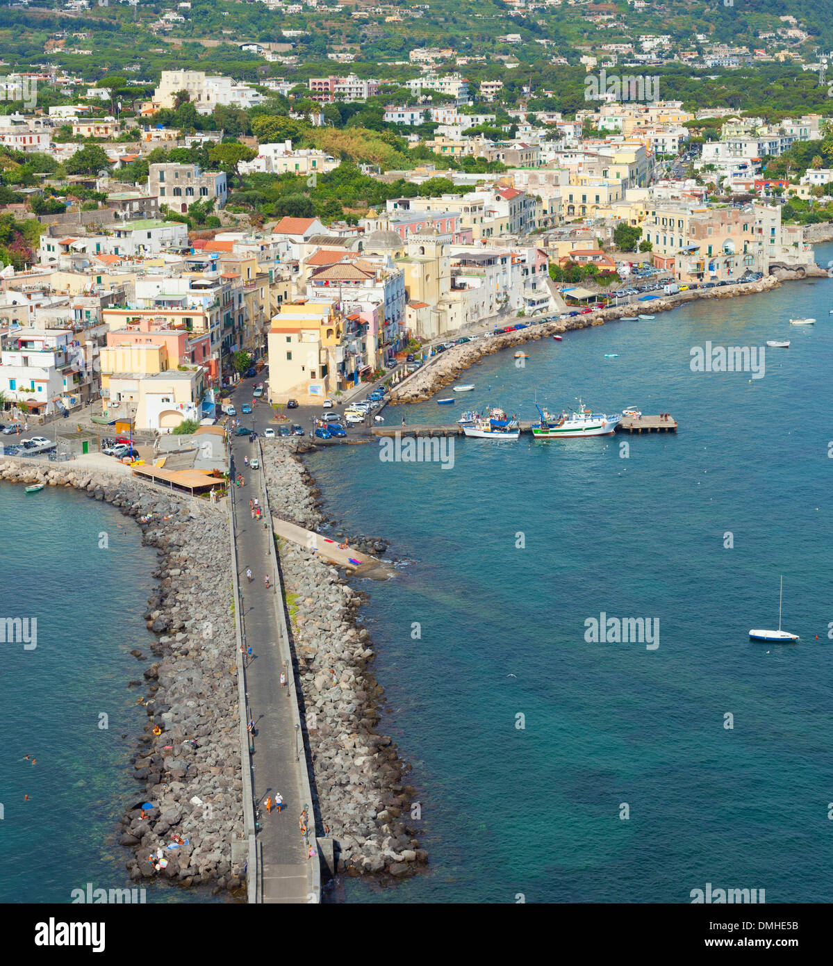 Vista di Ischia Ponte, Isola d Ischia, Italia Foto Stock