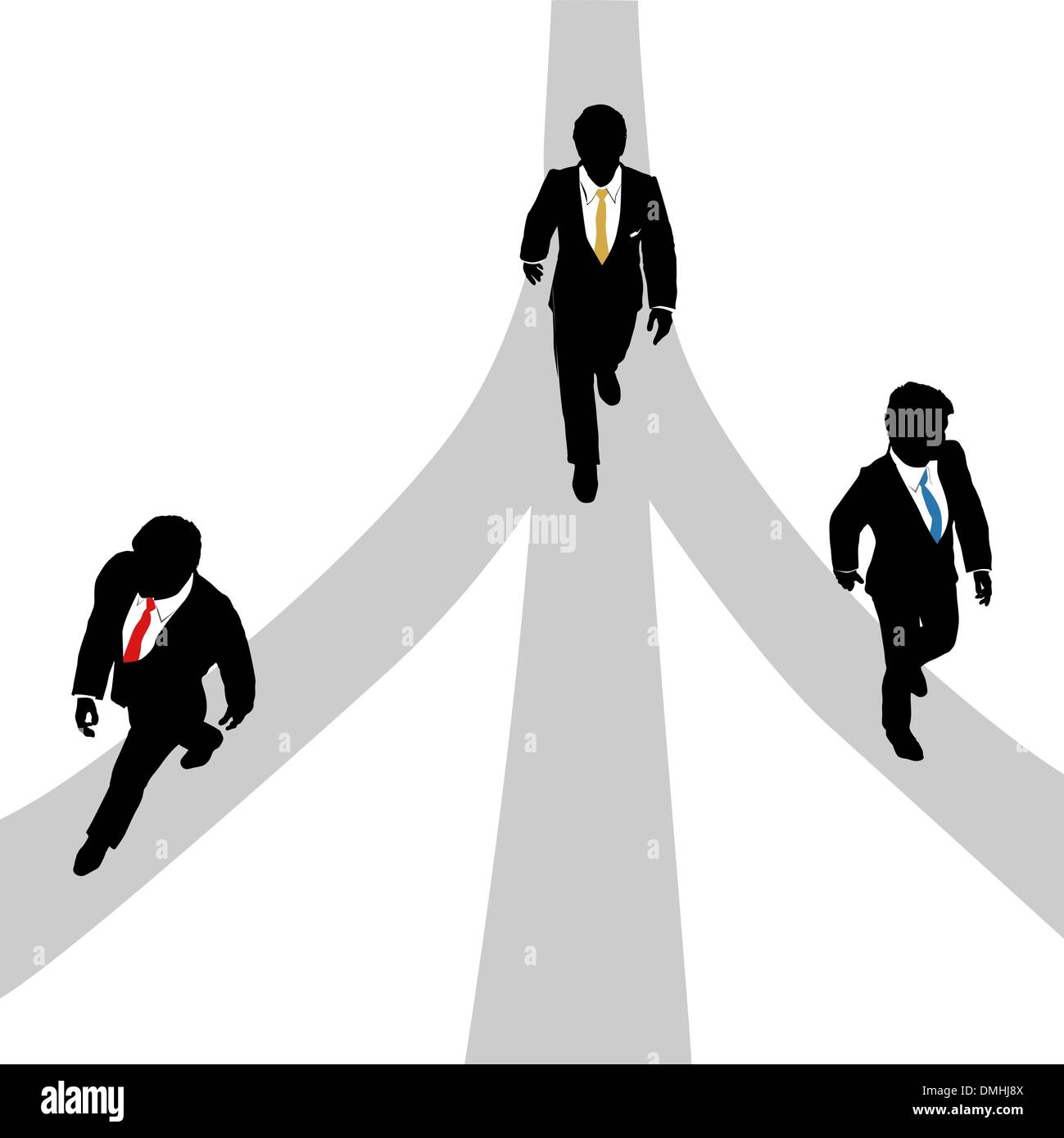 Gli uomini d' affari a piedi divergono su percorsi 3 Illustrazione Vettoriale