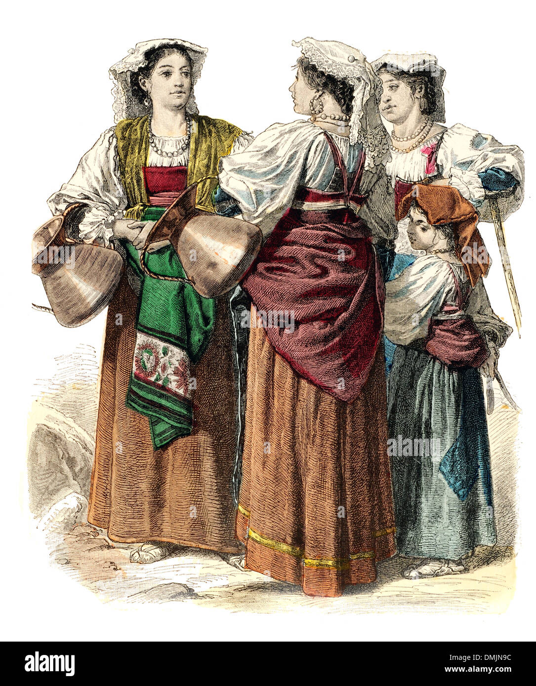 Xix secolo XIX 1800s abito tradizionale delle donne locali a Roma Foto Stock