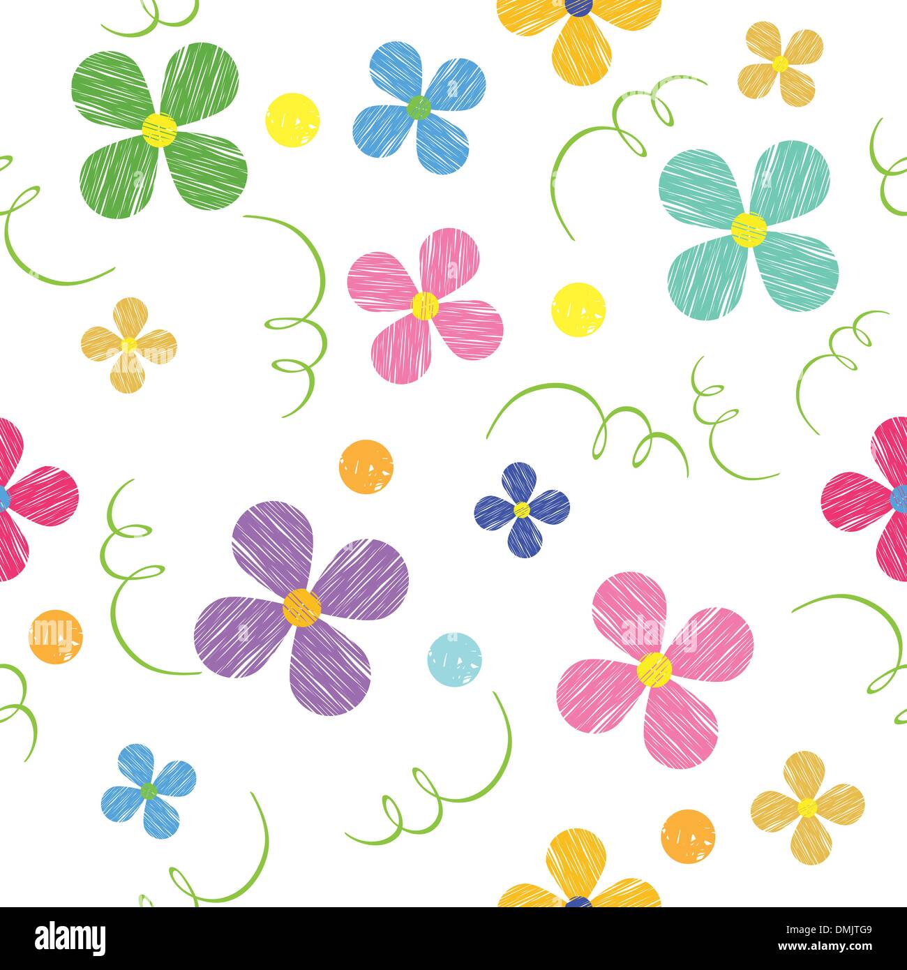 Modello senza cuciture con fiori, verniciato Illustrazione Vettoriale