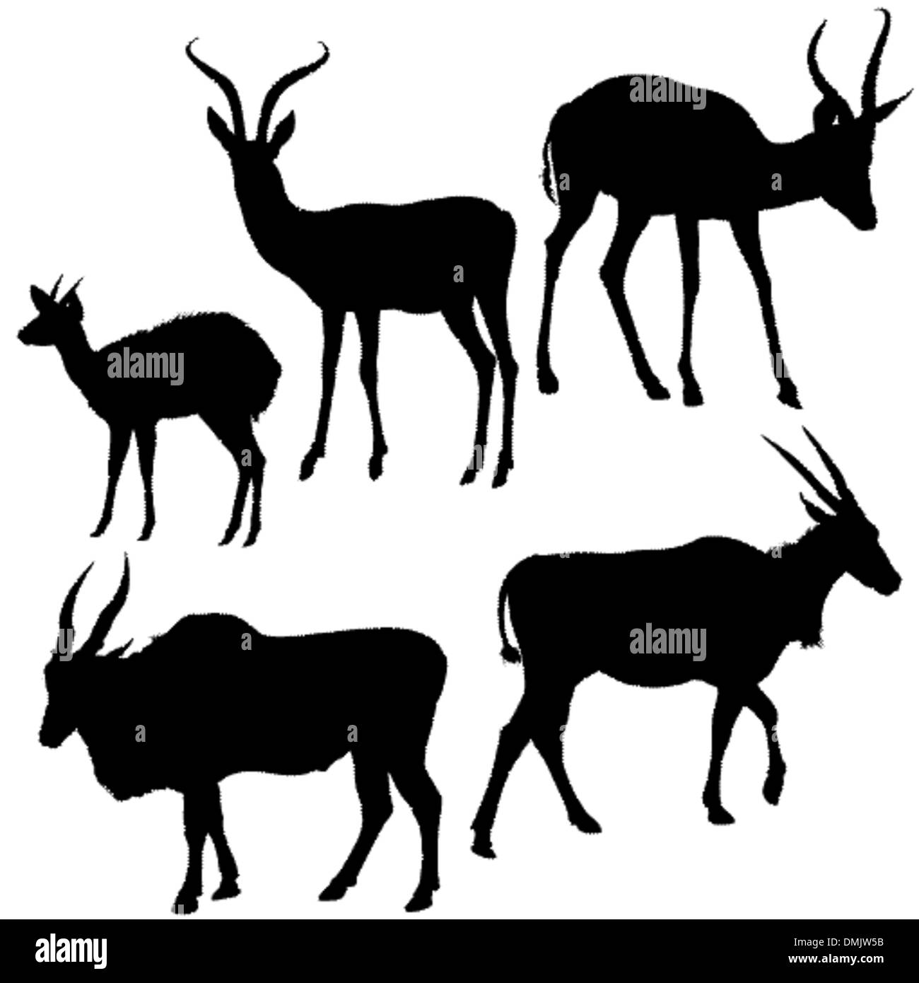 Antelope sagome Illustrazione Vettoriale