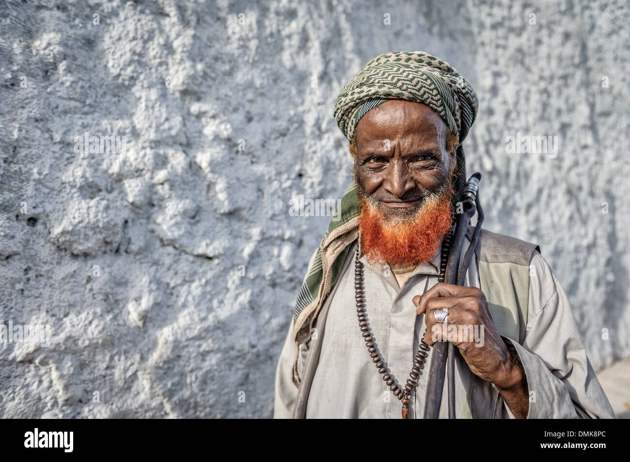 Ritratto di un uomo musulmano, Harar, Etiopia, Africa Foto Stock