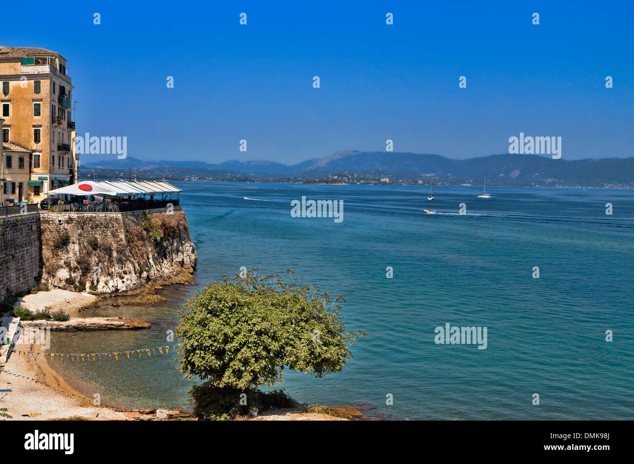 L'isola di Corfù e la città vecchia in Grecia Foto Stock