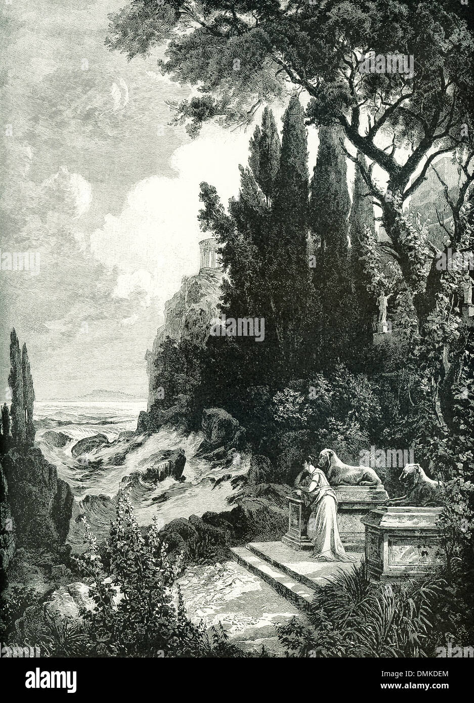Per placare la dea Artemide (il romano Diana), Agamennone è stato detto di sacrificio, Iphigenia in Aulis in Grecia. Foto Stock