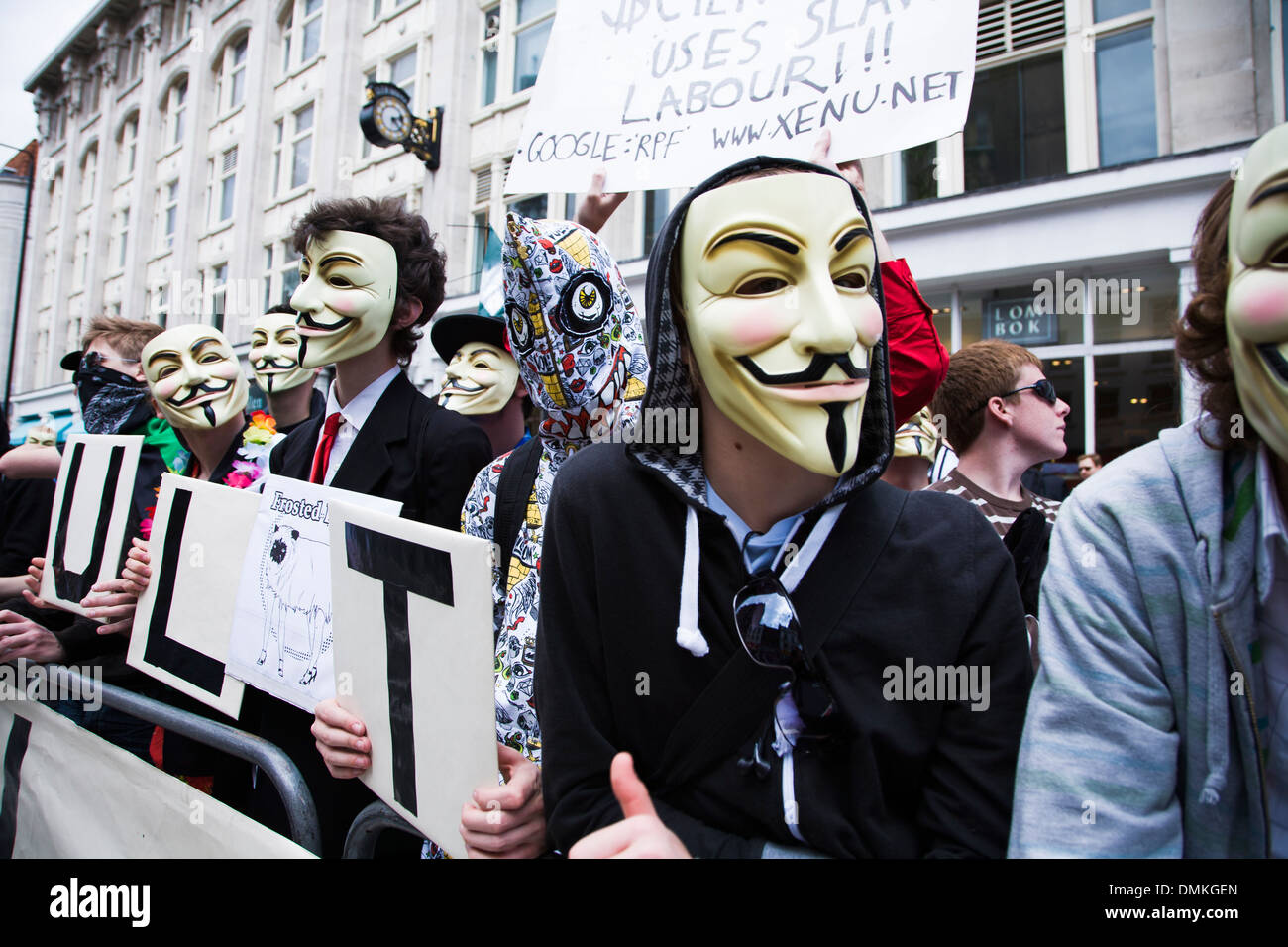 Gruppo di protesta anonimo in London REGNO UNITO Foto Stock