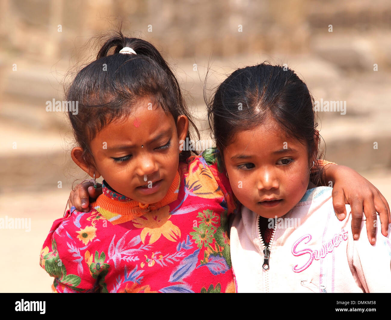 I bambini sulla strada di Kathmandu, Nepal Foto Stock