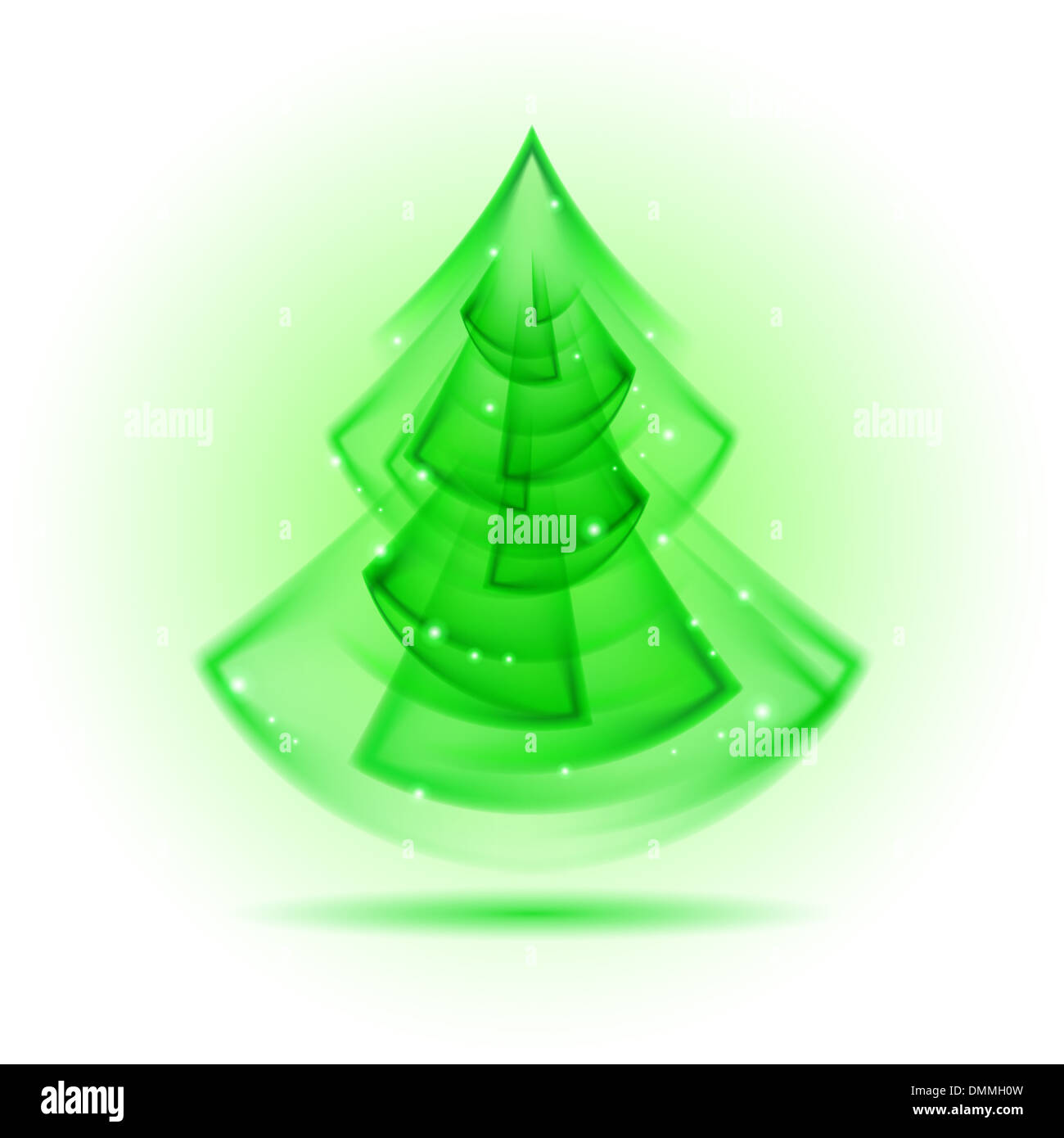 Il verde albero di Natale nella geometria frattale stile su sfondo bianco. Foto Stock