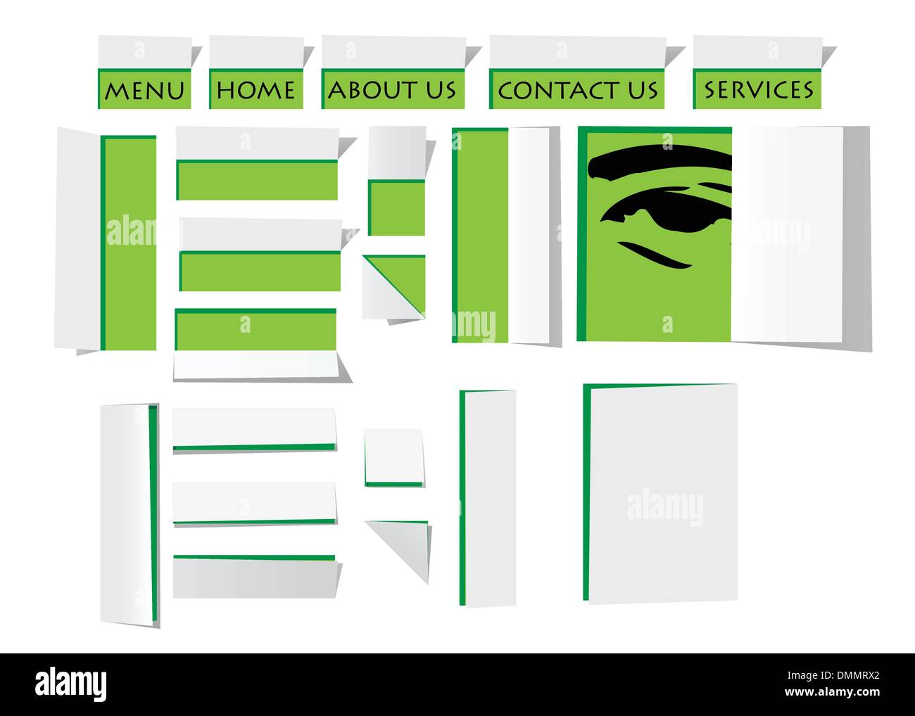 Modello di sito web design in carta origami style Illustrazione Vettoriale