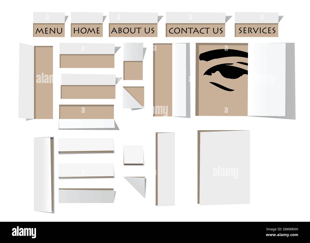 Modello di sito web design in carta origami style Illustrazione Vettoriale
