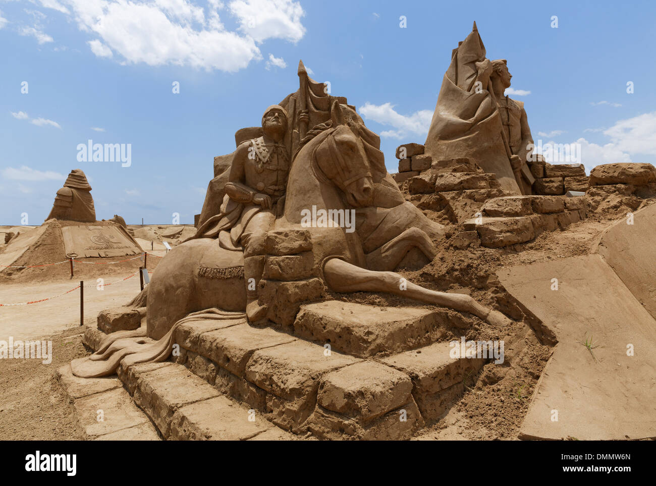 La Turchia, Antalya, International Antalya la scultura di sabbia Festival, la scultura di sabbia Fatih Sultan Mehmetl da Yury Nazarkin Foto Stock