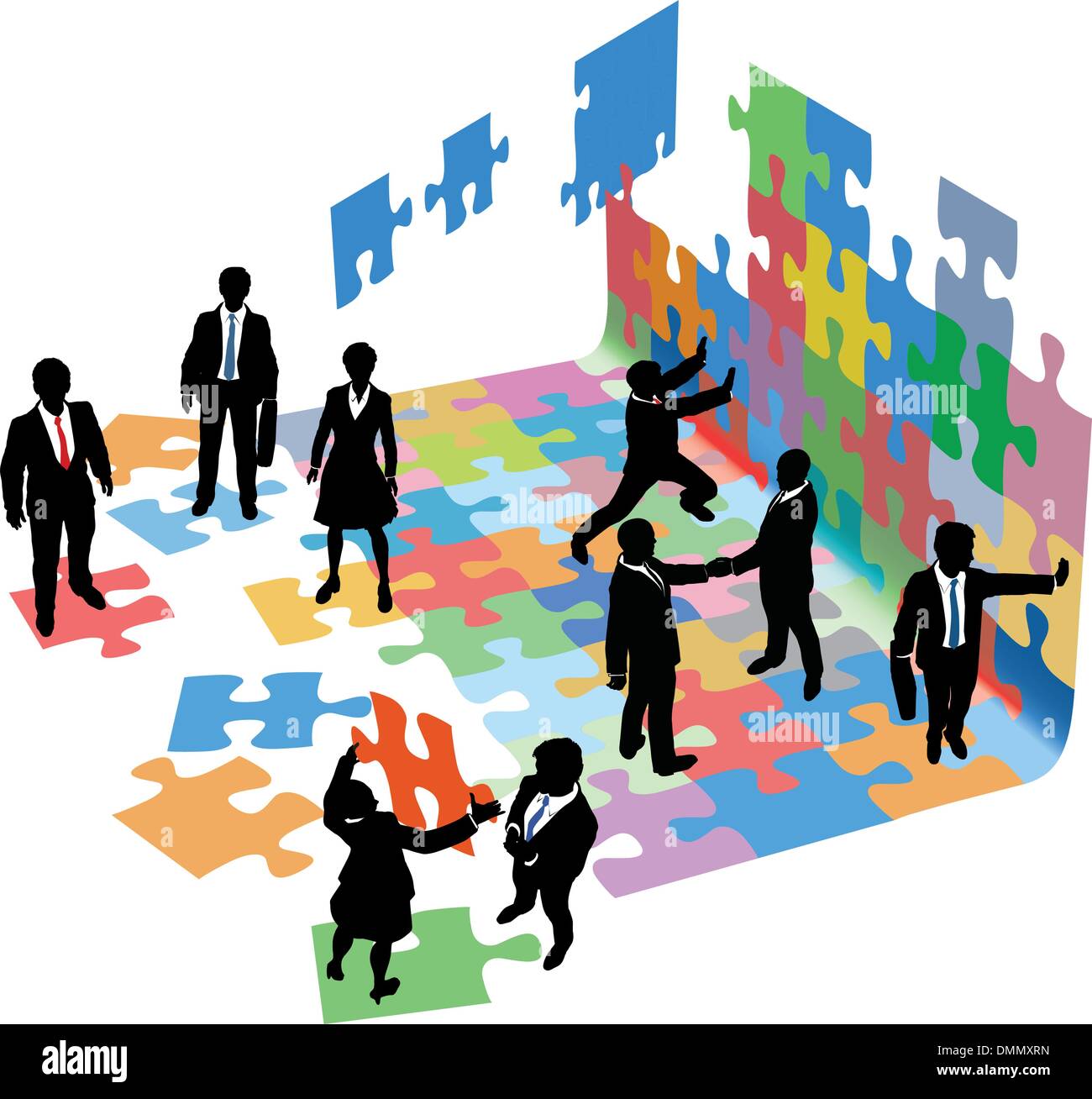 Le persone a risolvere i problemi di costruire business di avvio Illustrazione Vettoriale