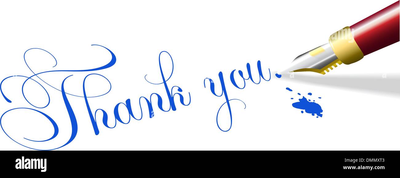 Nota di ringraziamento penna stilografica scrivere Illustrazione Vettoriale