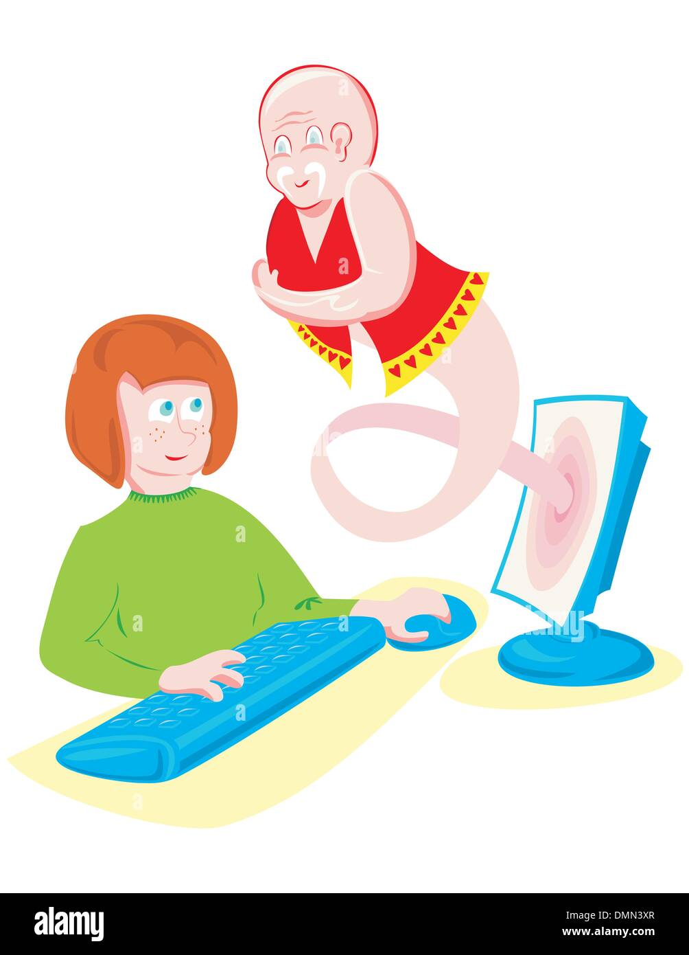 Genie nel computer Illustrazione Vettoriale