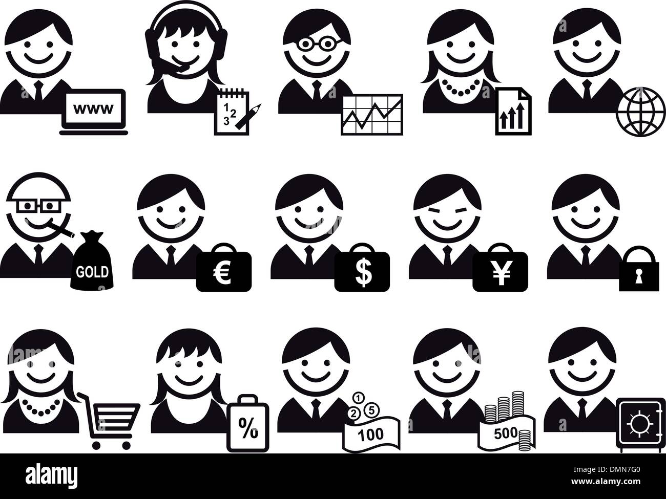 La gente di affari vector icon set Illustrazione Vettoriale