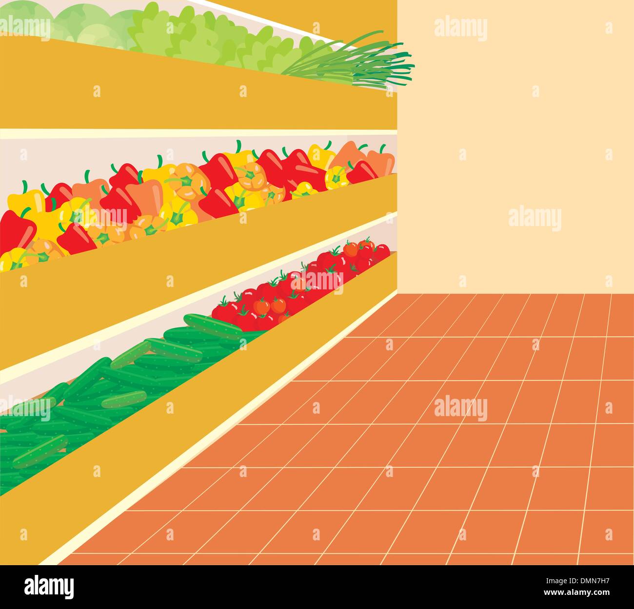 Supermercato. Un numero di vegetali Illustrazione Vettoriale