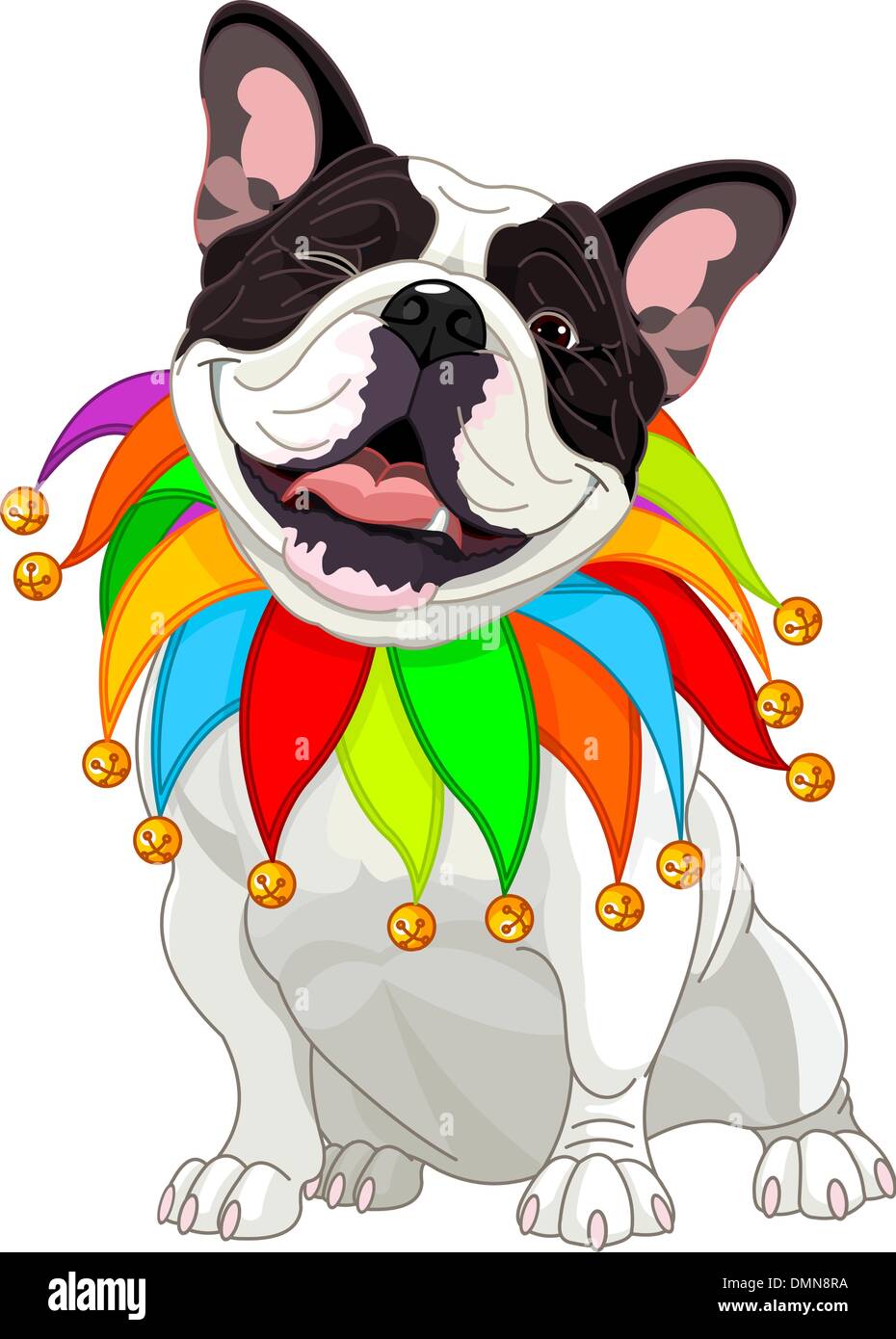Bulldog francese che indossa un collare colorato Illustrazione Vettoriale