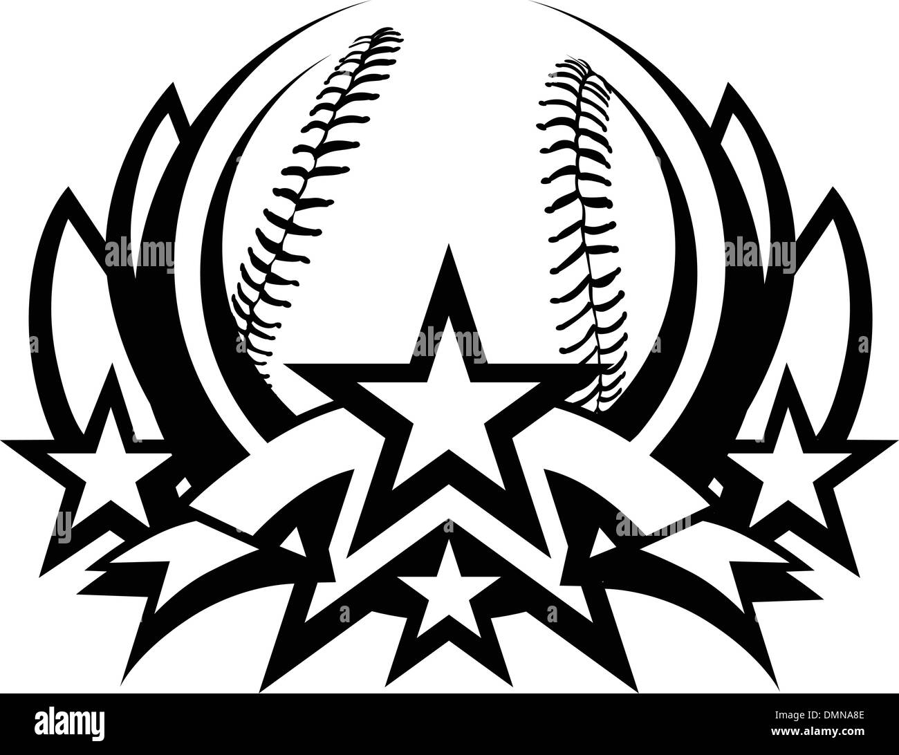 Vettore di baseball modello grafico con le stelle Illustrazione Vettoriale