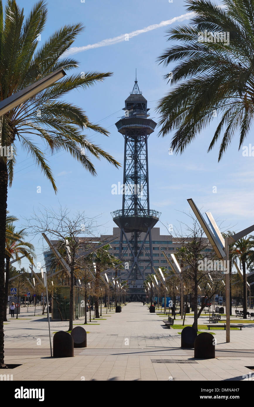 Funivia Torre de Jaume I presso il porto di Barcellona. La Catalogna. Spagna Foto Stock