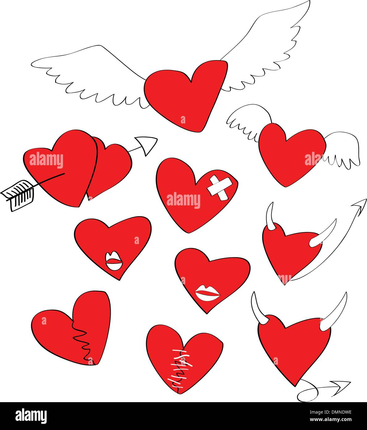 Cartone animato cuore di forme Illustrazione Vettoriale