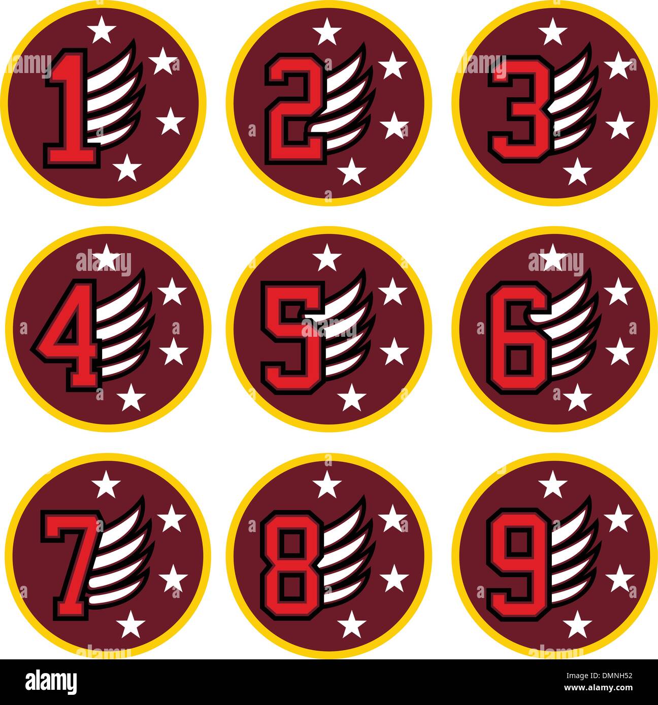 Numero patch emblema design Illustrazione Vettoriale