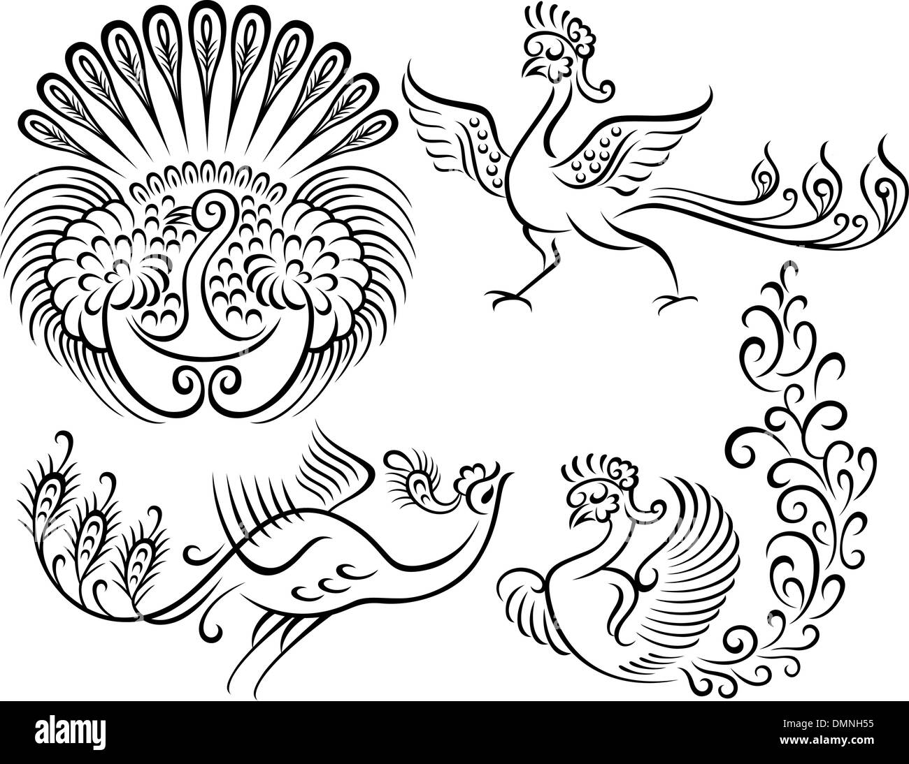 tatuaggio di pavone Illustrazione Vettoriale