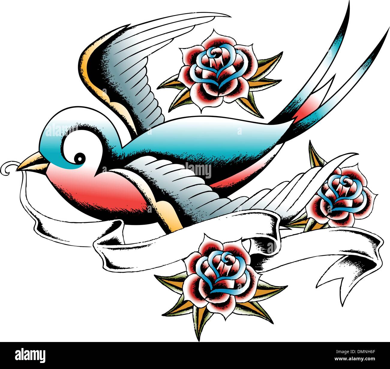 Swallow tattoo design Illustrazione Vettoriale