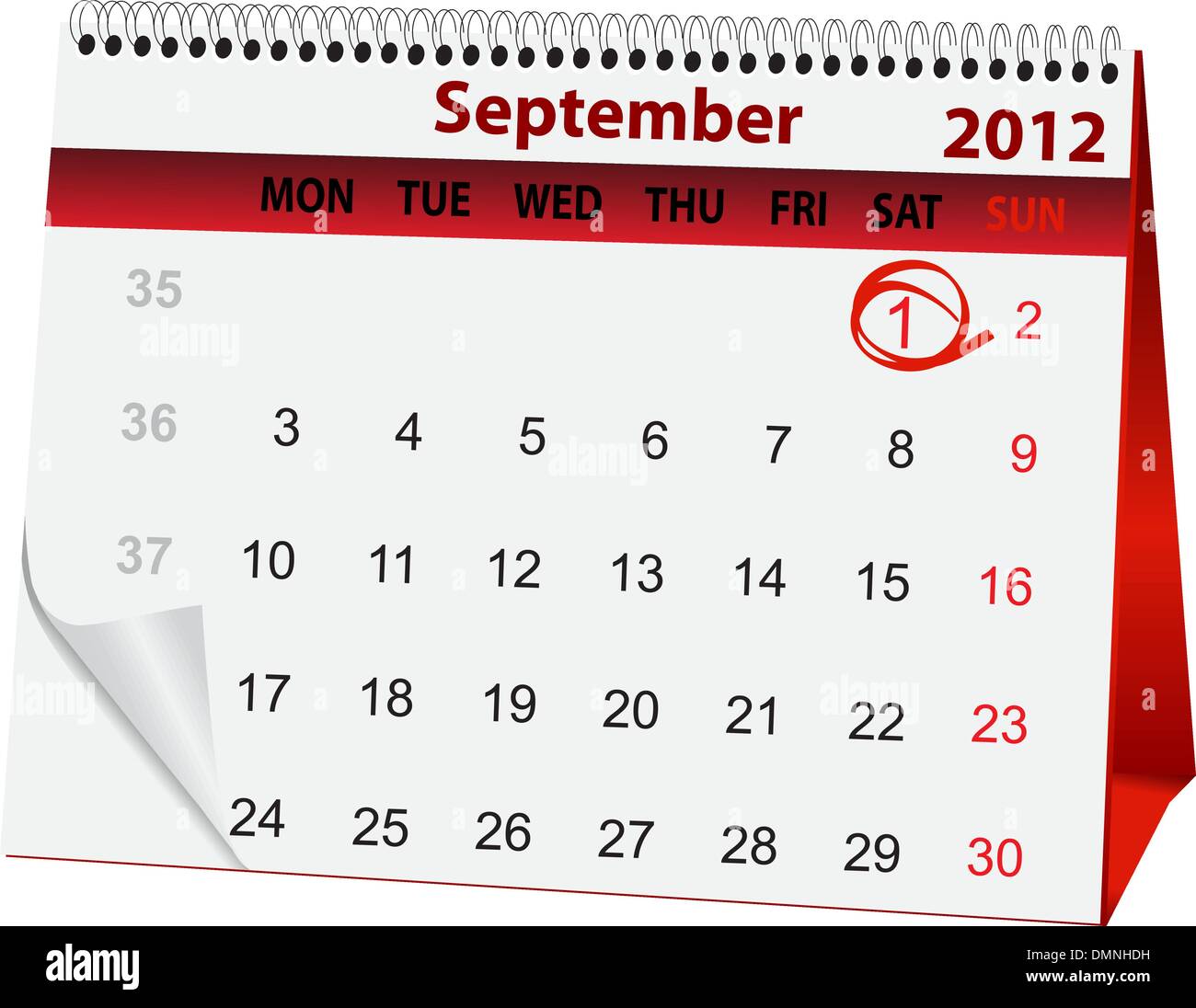 Calendario vacanze settembre 1 Illustrazione Vettoriale