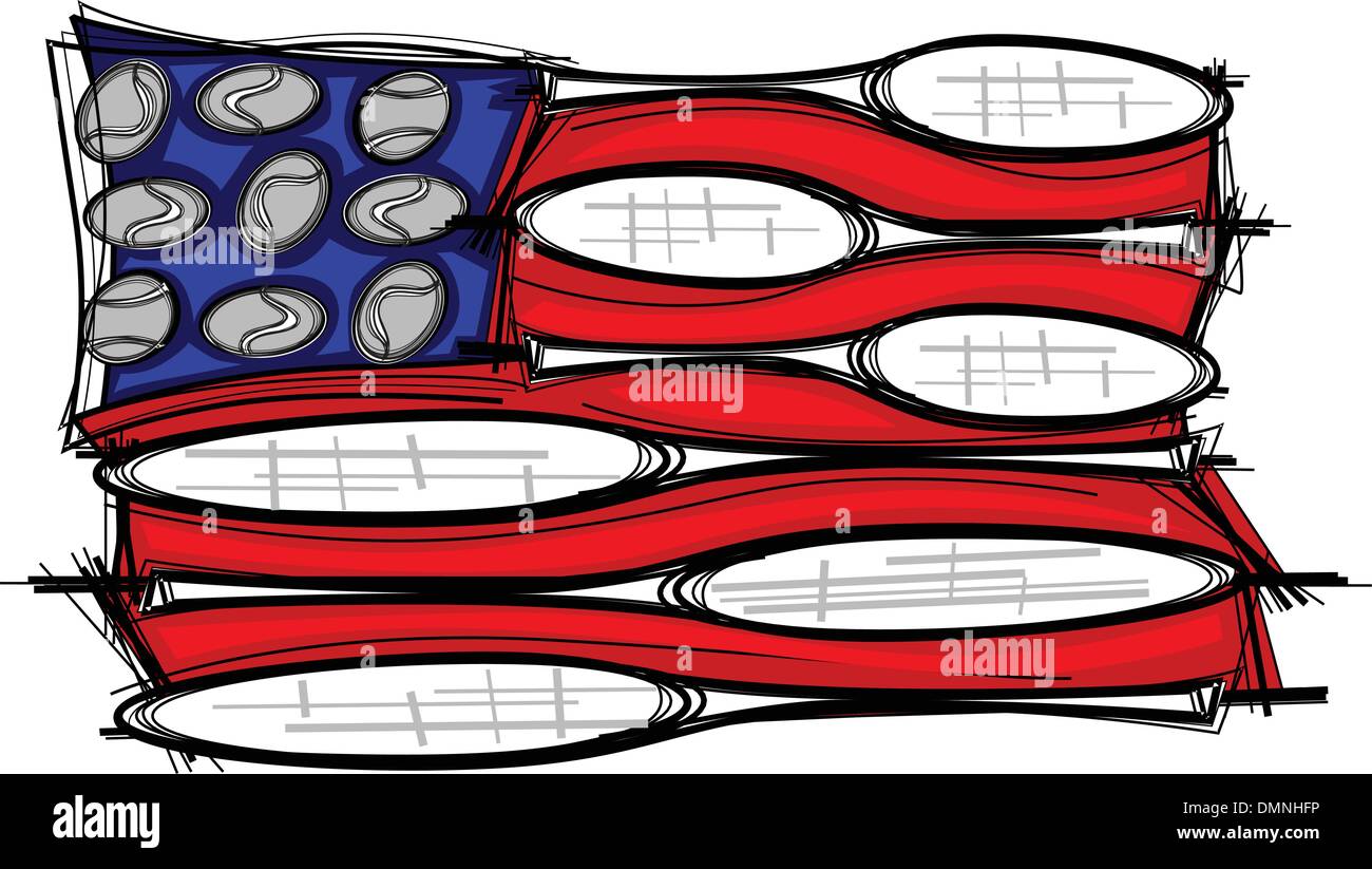 Racchetta da Tennis bandiera illustrazione vettoriale modello Illustrazione Vettoriale