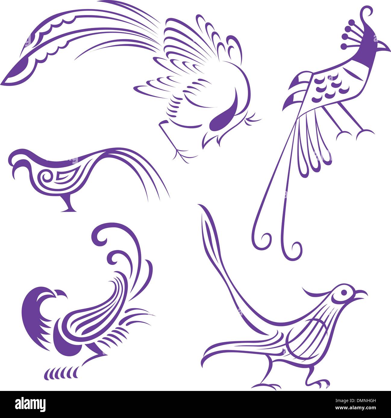Abstract phoenix bird tattoo symbol Illustrazione Vettoriale