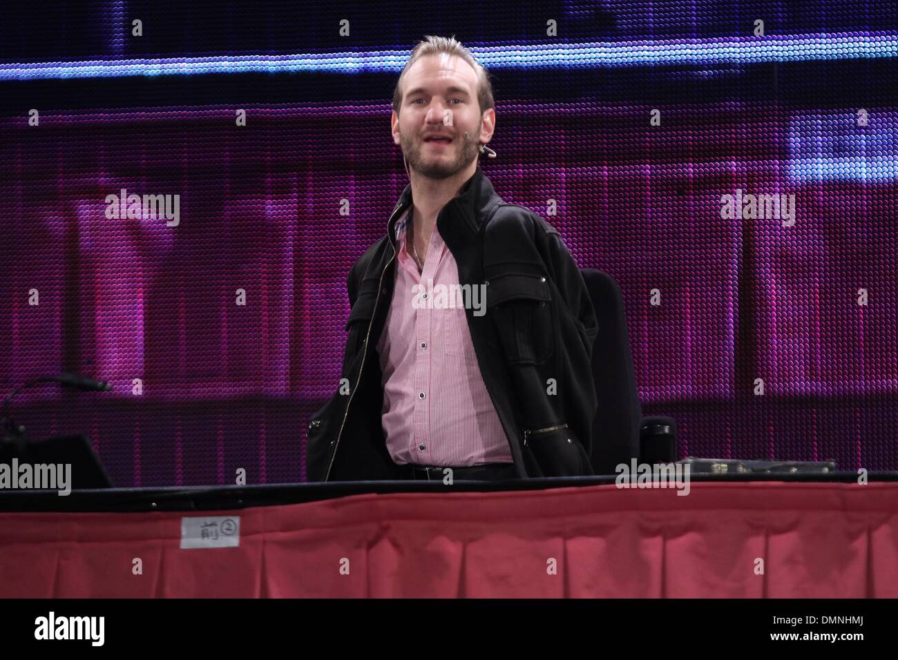 Nick Vujicic dà discorso in Taipei, Taiwanon Sabato, Dicembre 14, 2013. Foto Stock