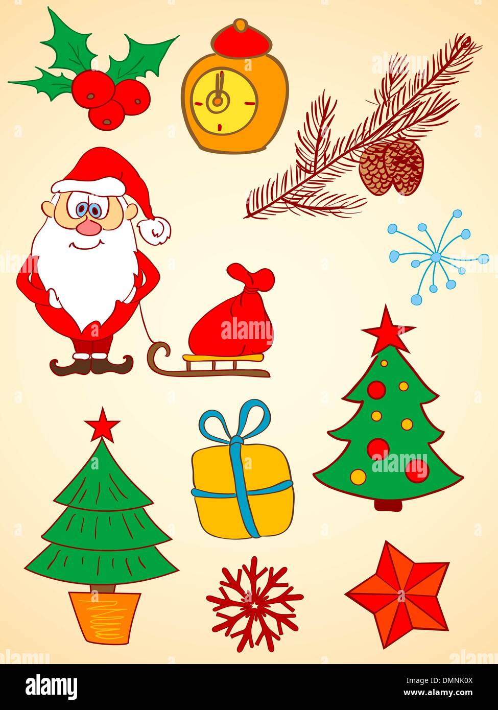 Natale doodle elementi Illustrazione Vettoriale
