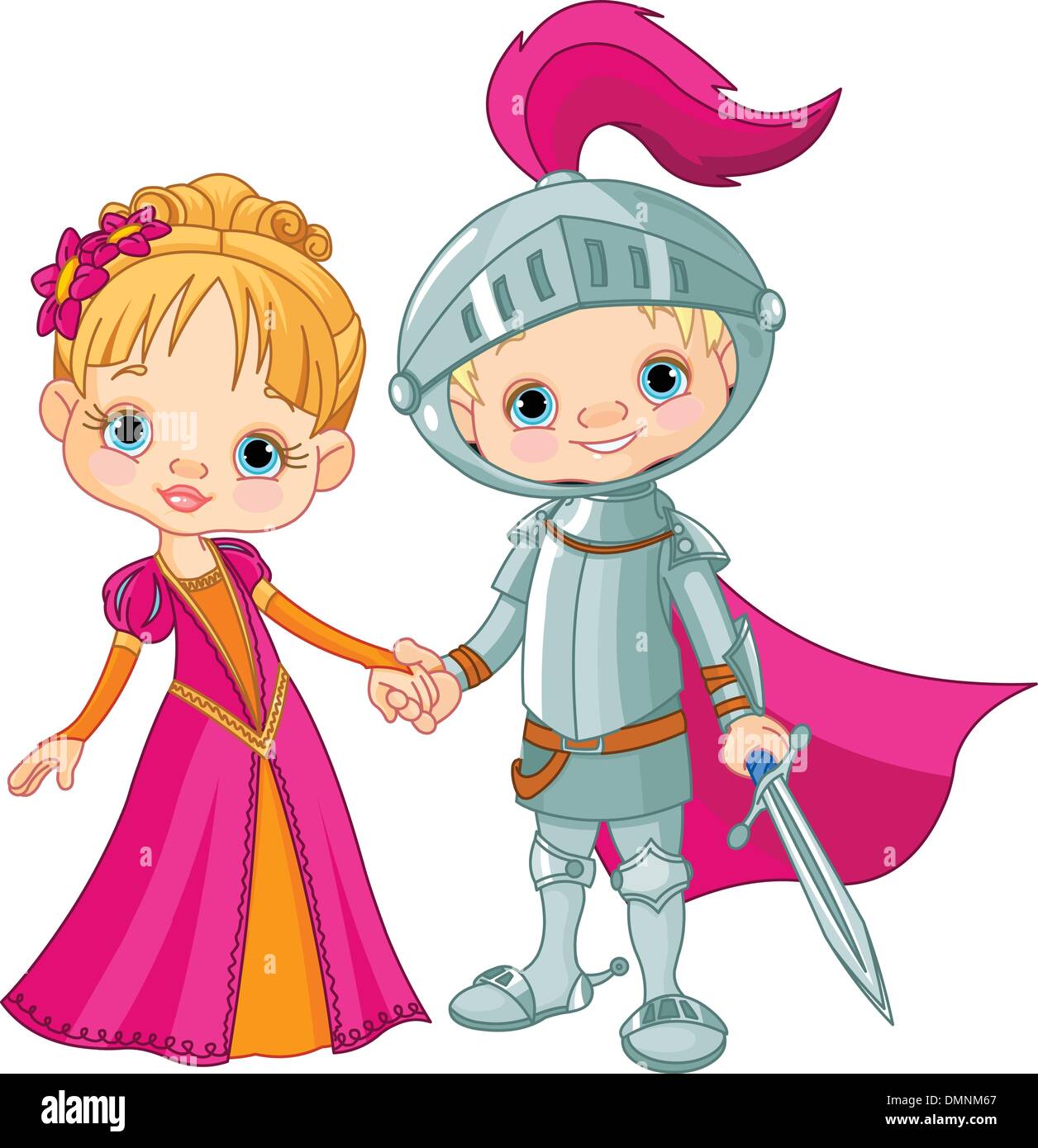 Medieval un ragazzo e una ragazza Illustrazione Vettoriale