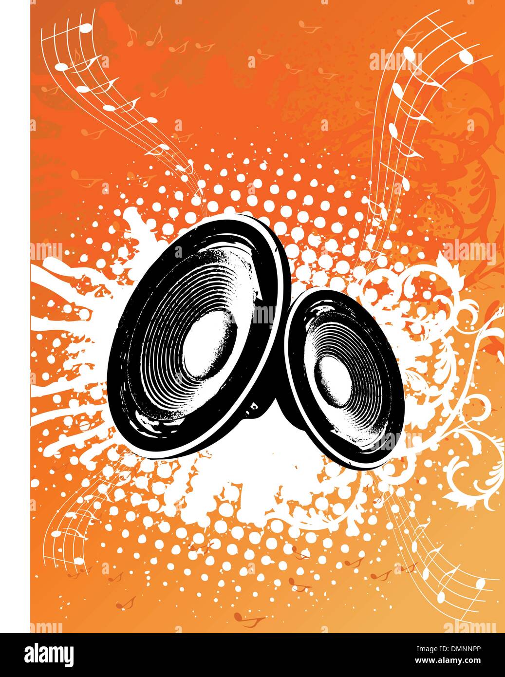 Grunge Orange Party altoparlante Illustrazione Vettoriale
