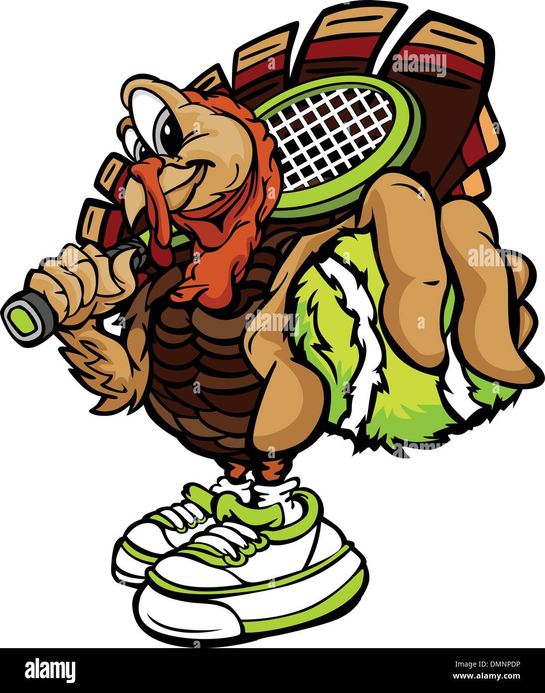 Campi da tennis per la Festa del Ringraziamento Turchia Cartoon illustrazione vettoriale Illustrazione Vettoriale