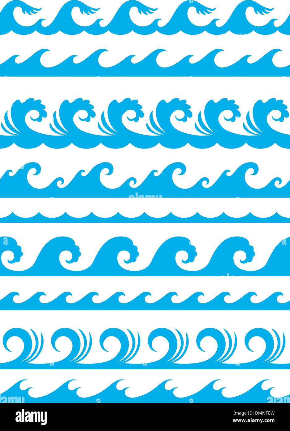 Seamless onda oceano impostato Illustrazione Vettoriale