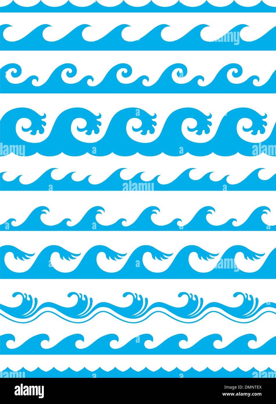 Seamless onda oceano impostato Illustrazione Vettoriale