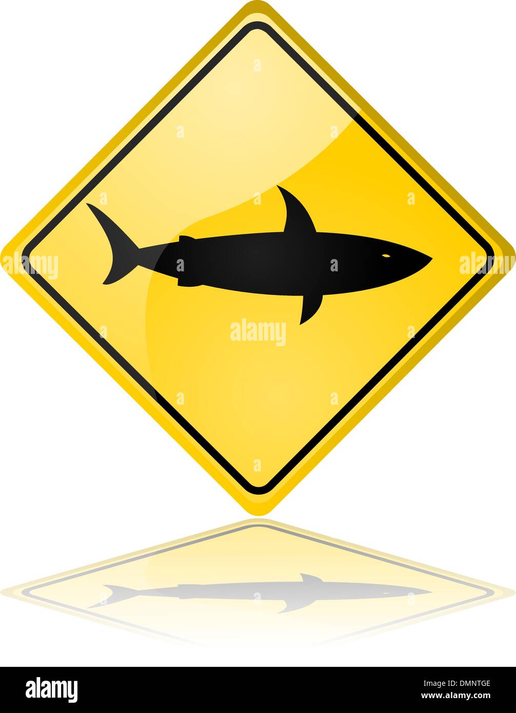 Shark segno di avvertimento Illustrazione Vettoriale