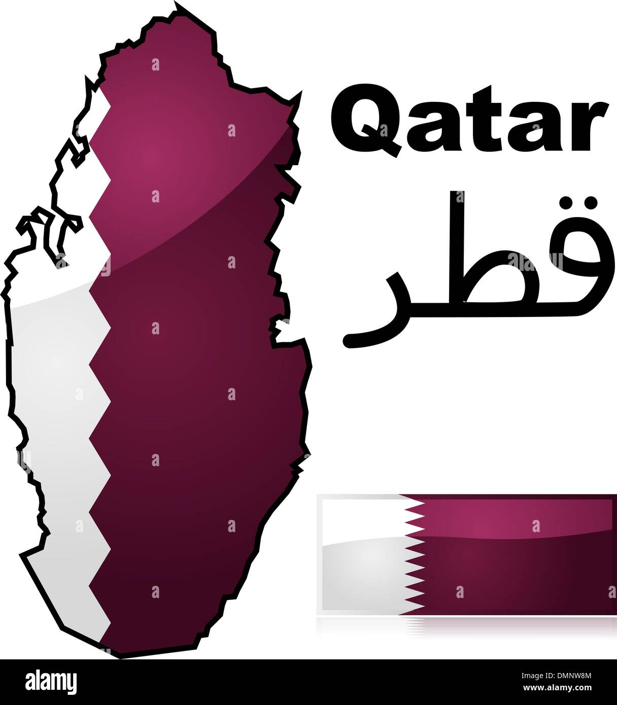 Mappa di Qatar e flag Illustrazione Vettoriale