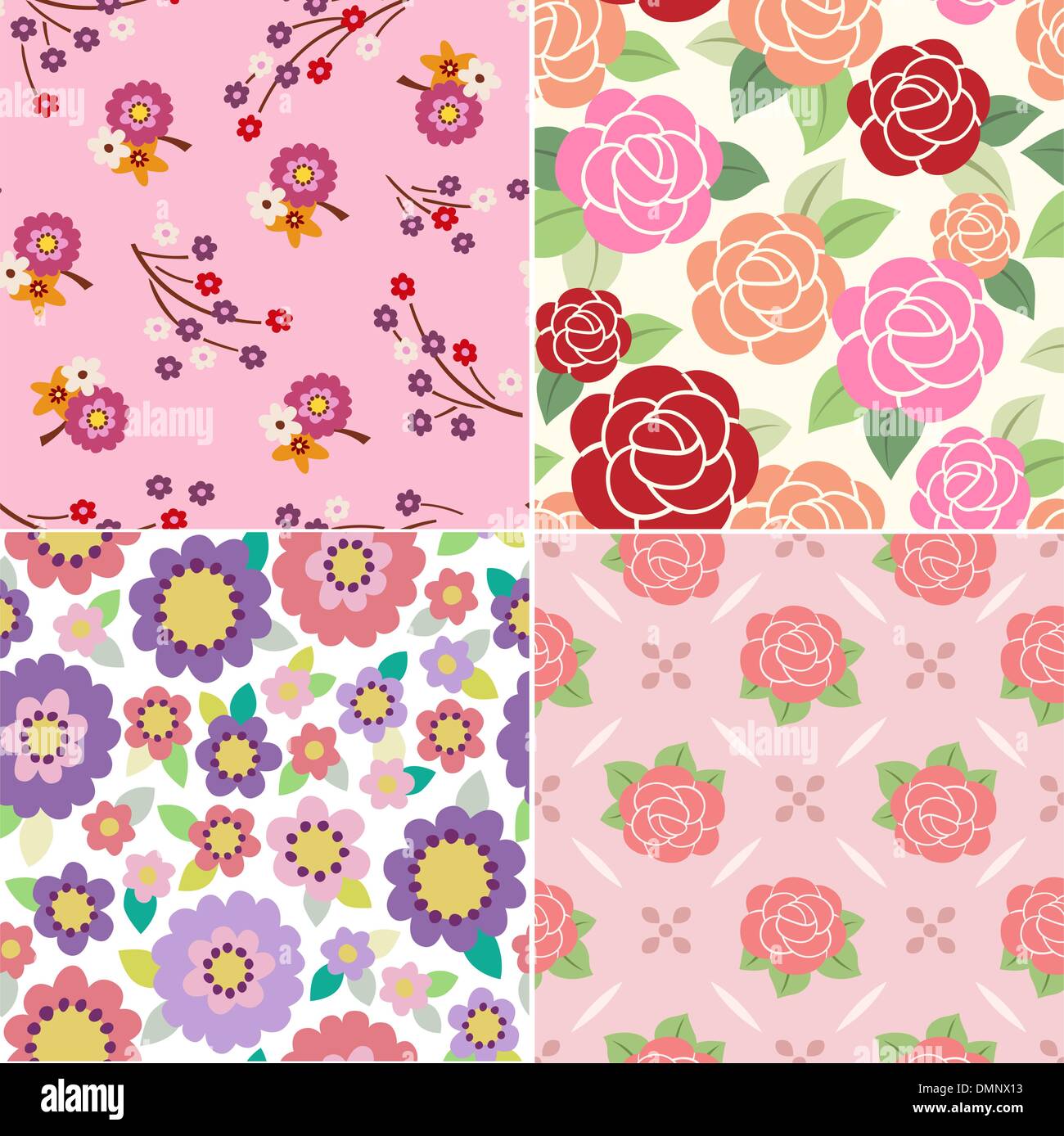 Seamless tessuto floreale design pattern Illustrazione Vettoriale