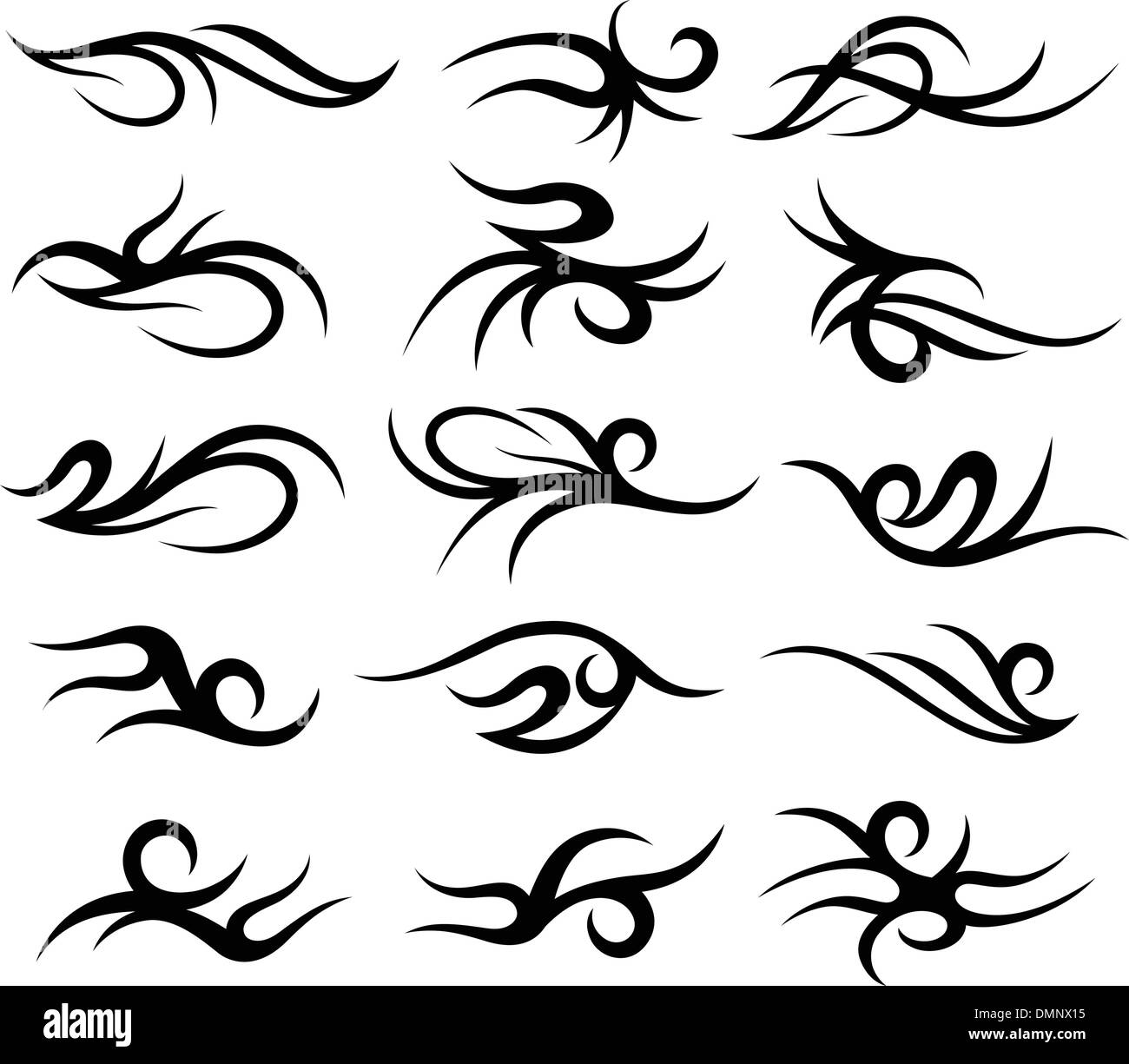 Scorrere verso il fuoco elemento tatuaggio design Illustrazione Vettoriale