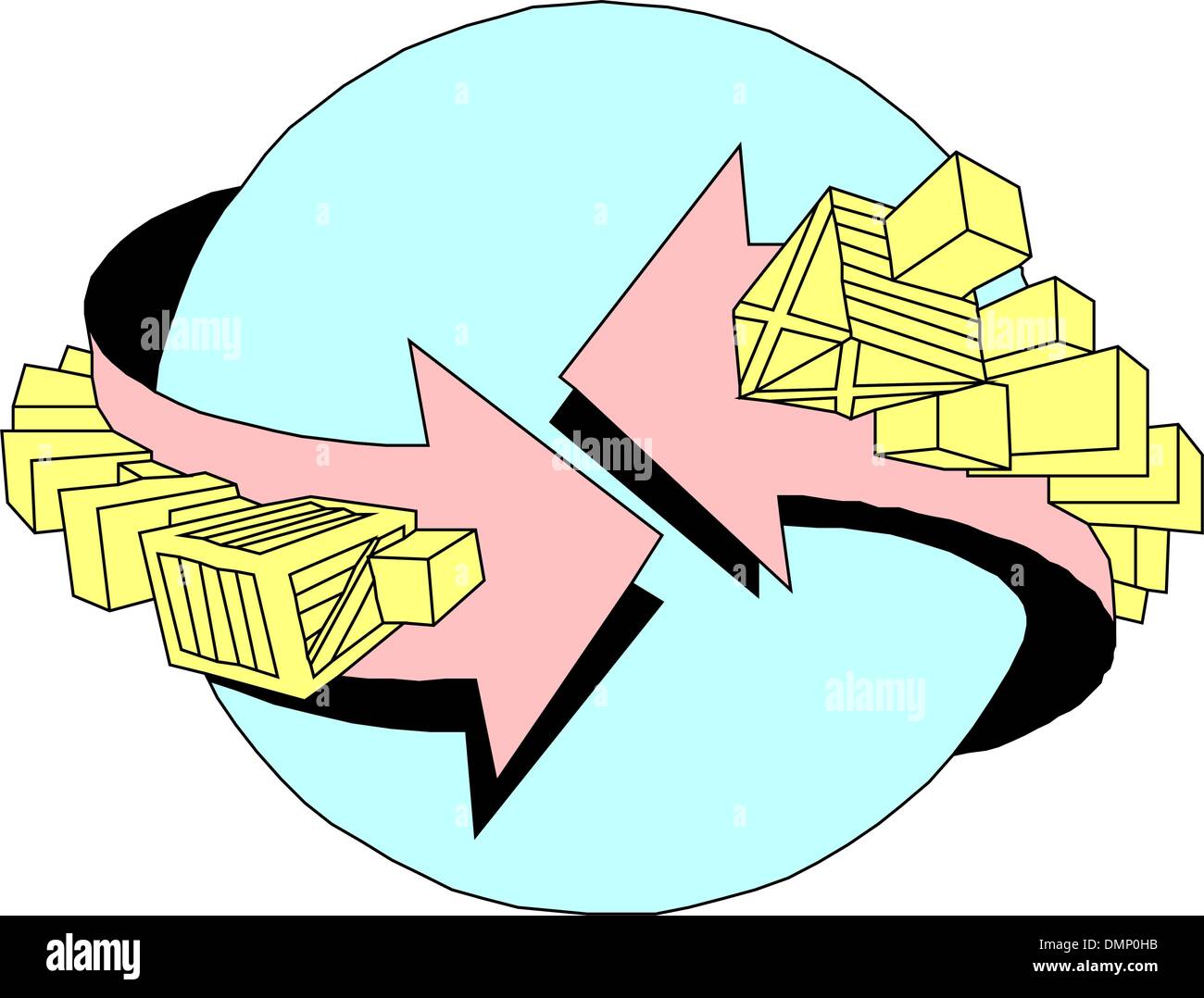 Mail in icona globo Illustrazione Vettoriale