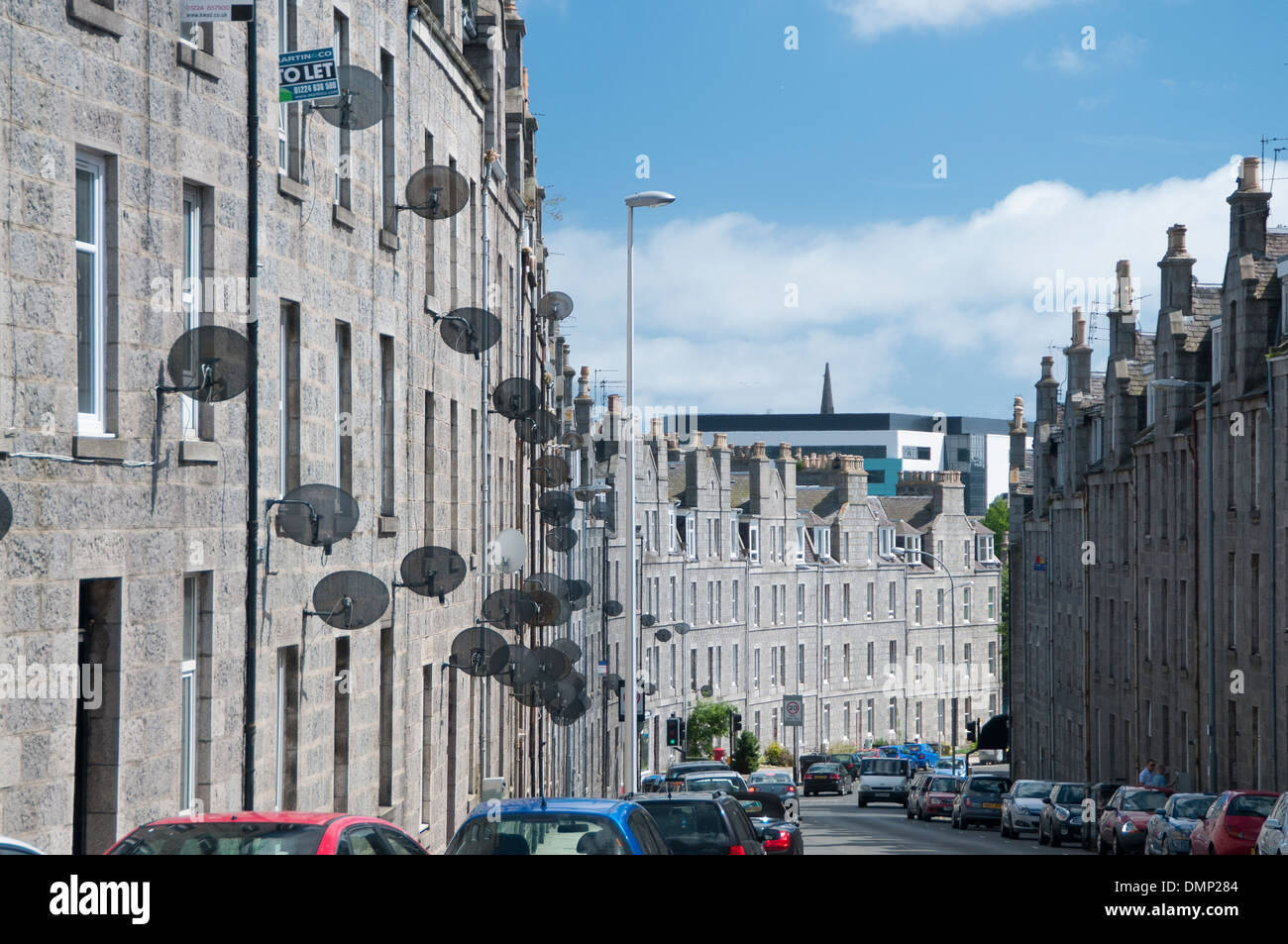 Aberdeen città di granito il petrolio del Mare del Nord tenements Foto Stock