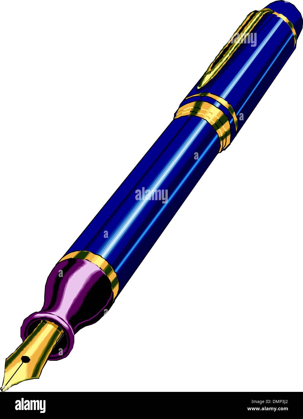 Illustrazione realistica oro inchiostro della penna Illustrazione Vettoriale