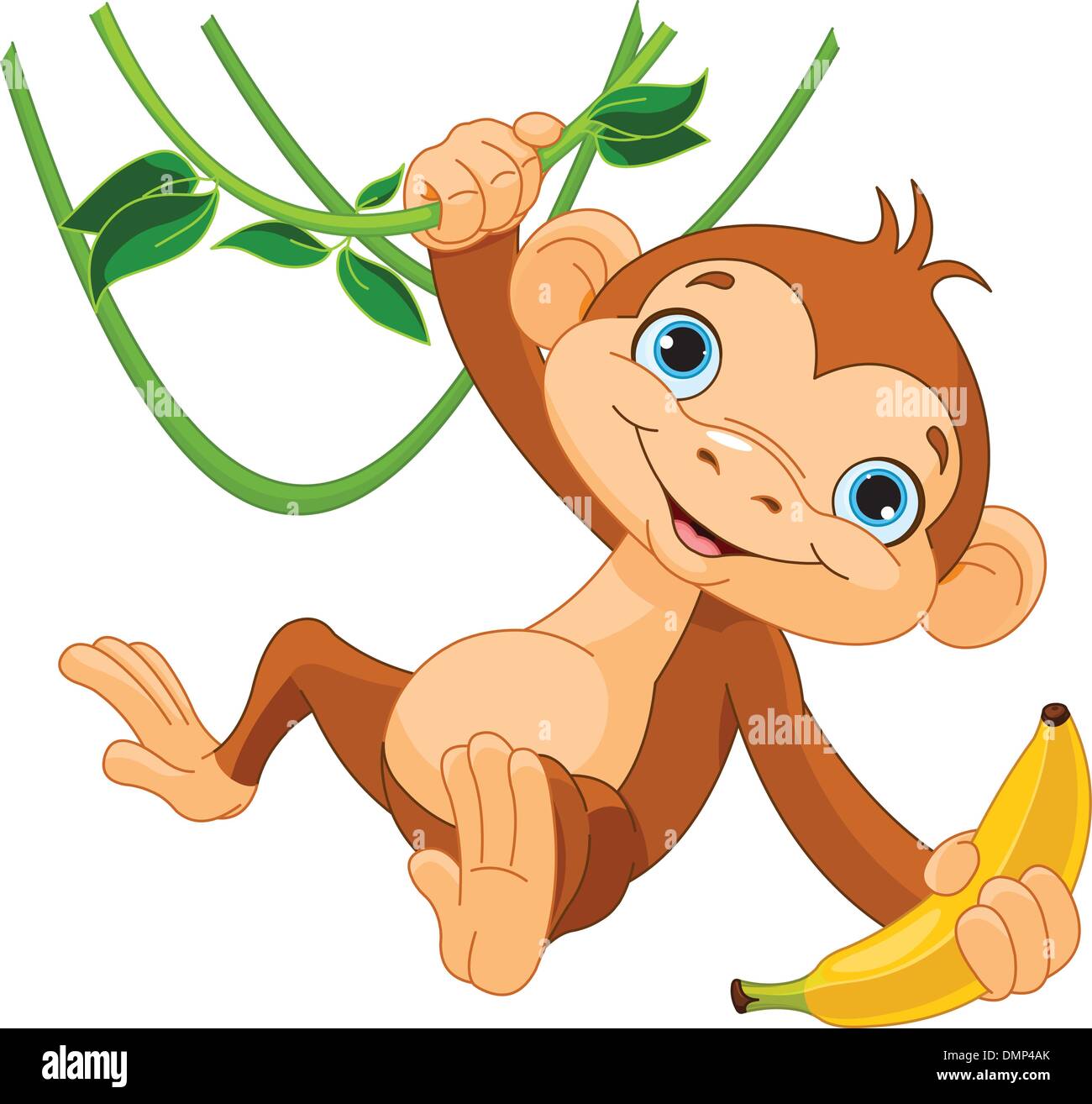 Baby monkey su un albero Illustrazione Vettoriale