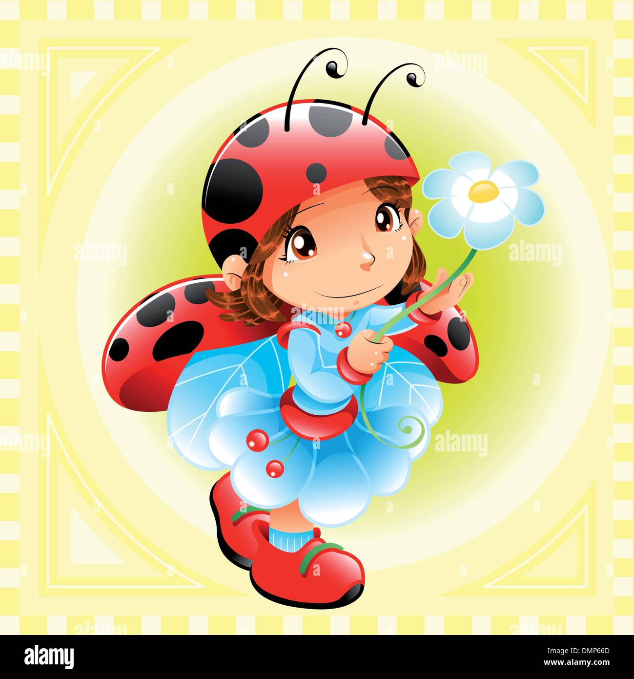 Ragazza di coccinella. Illustrazione Vettoriale