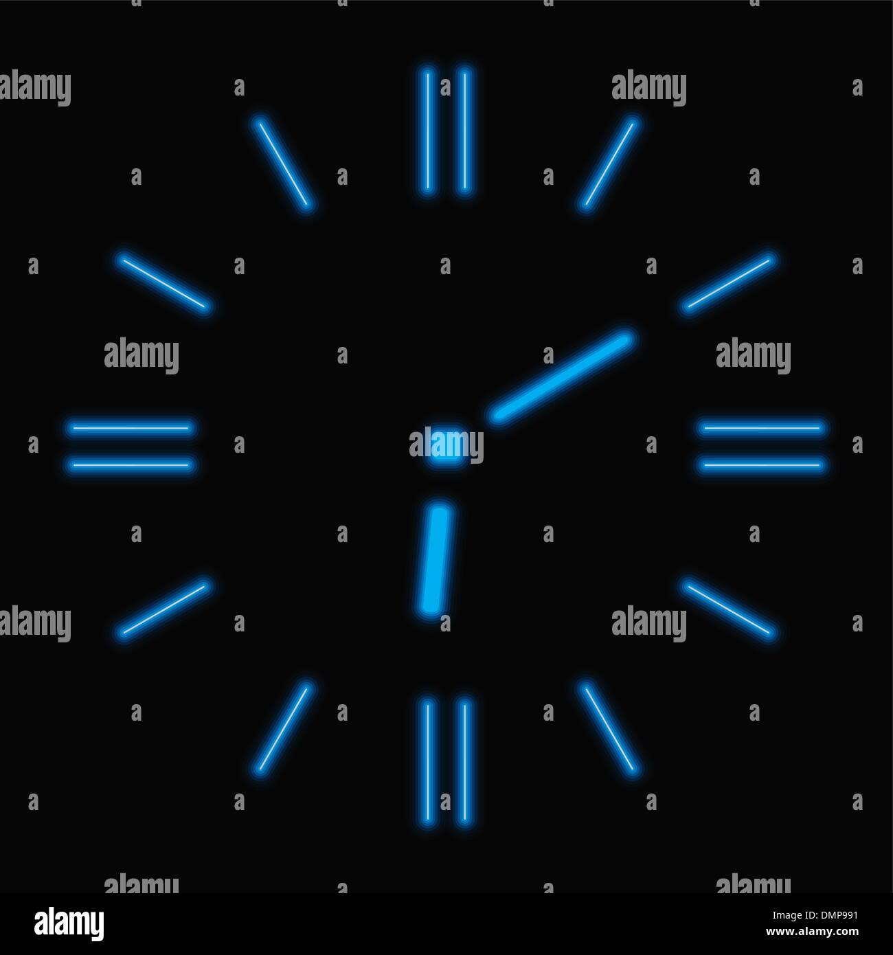 Abstract orologio al neon Illustrazione Vettoriale