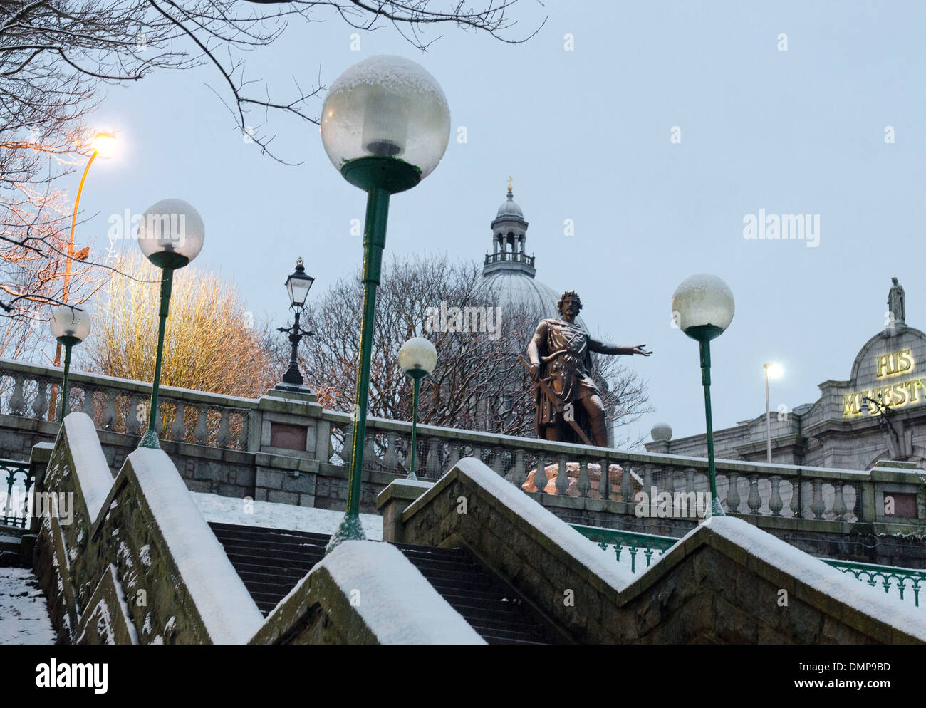 Terrazza uinion aberdeen città di granito neve inverno Foto Stock